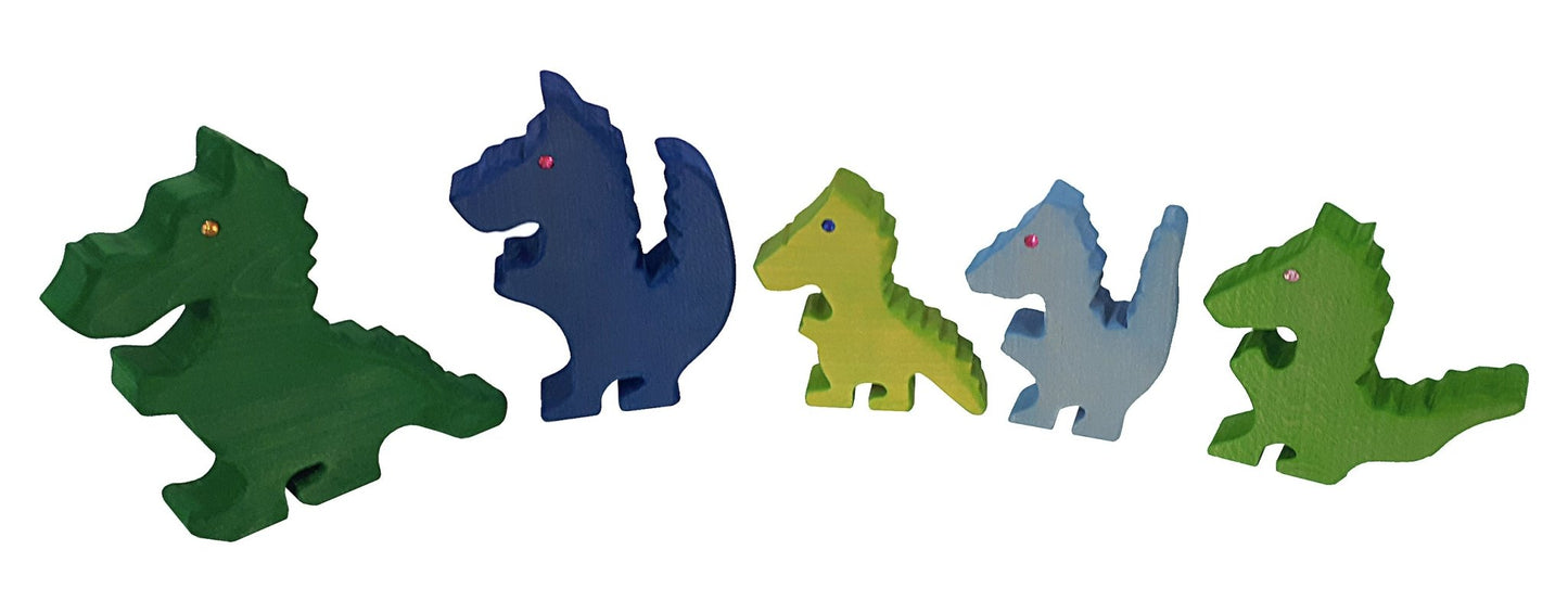 Bauspiel - Dragon Family blue/green 5 stuks - Playlaan