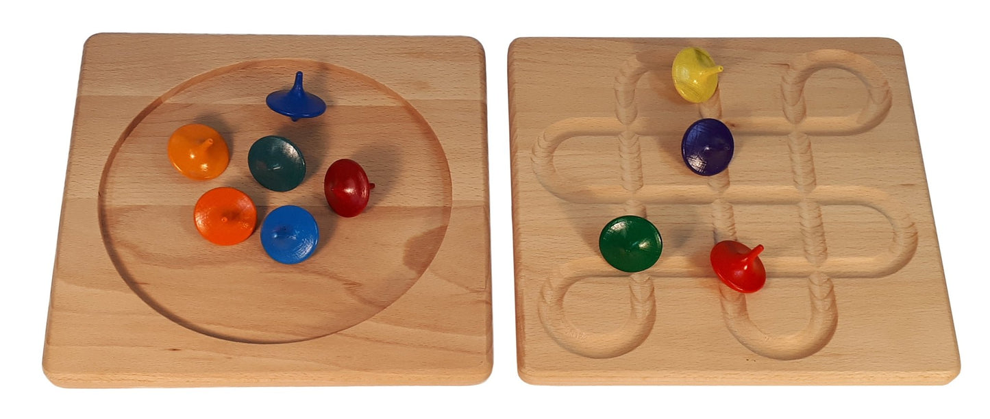 Bauspiel - Spinning top Board + 10 spinning Tops - Playlaan