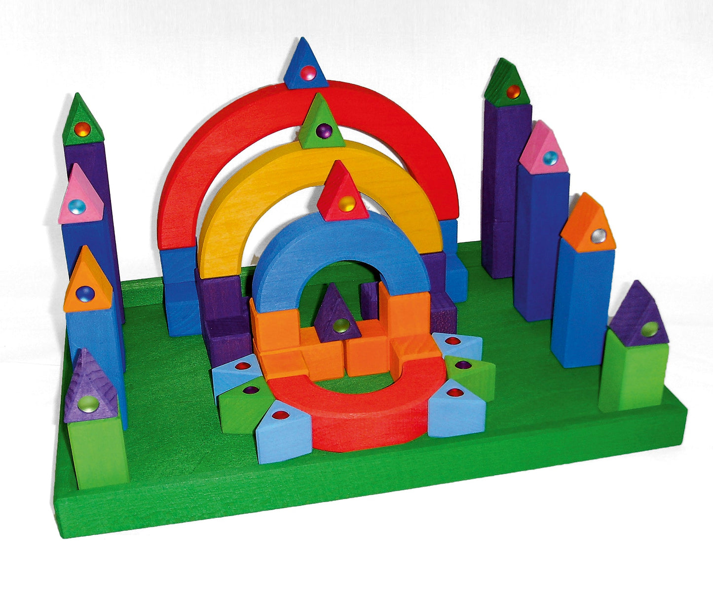 Bauspiel - Wooden Trays 6 pieces regenboog - Playlaan
