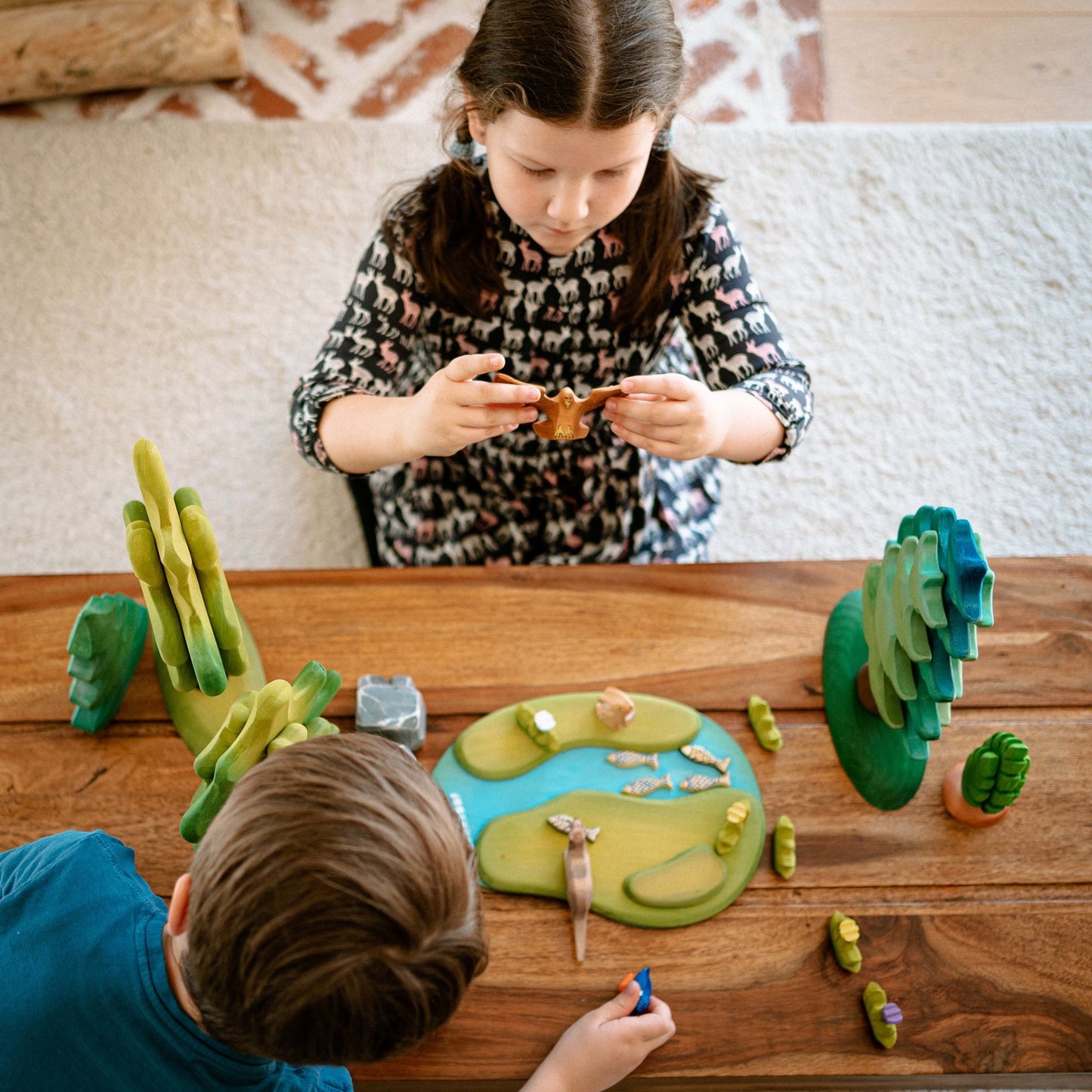 Bumbu Toys - Rivierplaat waterval bemoste rotsen set - Playlaan