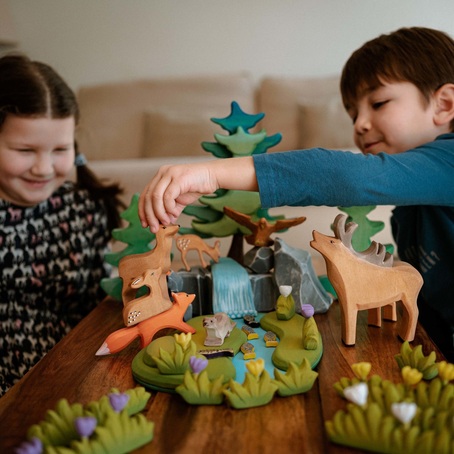 Bumbu Toys - Rivierplaat waterval bemoste rotsen set - Playlaan