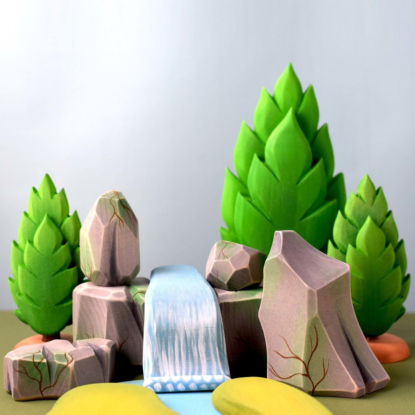 Bumbu Toys - Rivierplaat waterval bemoste rotsen set - Playlaan