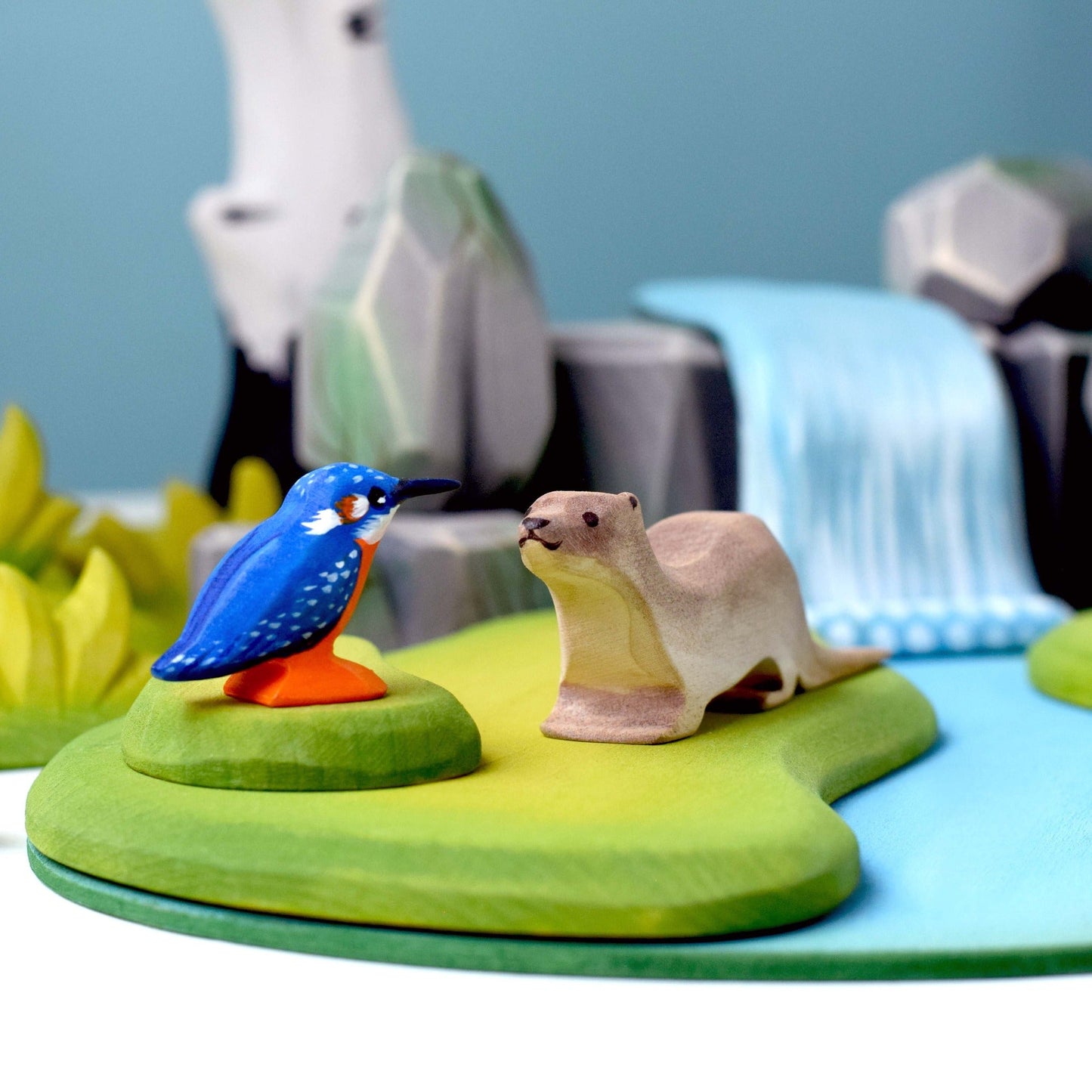 Bumbu Toys - Rivierplaat waterval bemoste rotsen set - Playlaan
