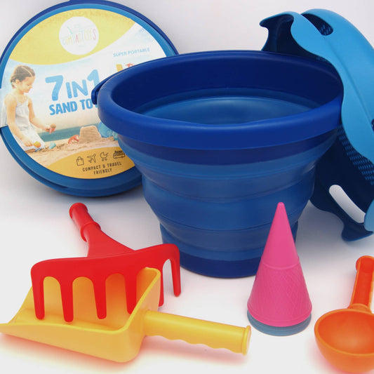 CompacToys - Opvouwbare strandset 7 delig - blauw - Playlaan