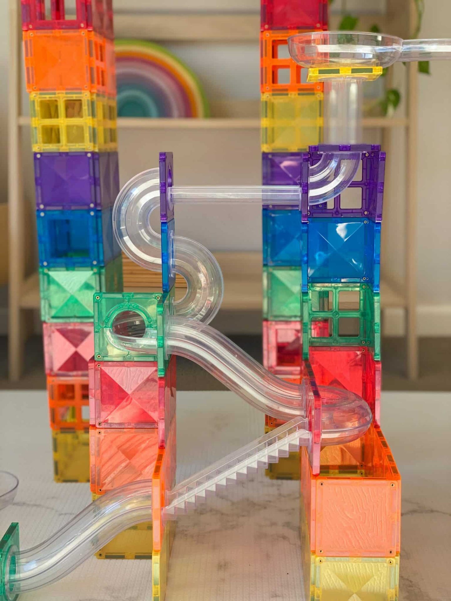 Connetix - Rainbow Ball Run Magnetische Constructie Tegels - Knikkerbaan set 92st - Playlaan