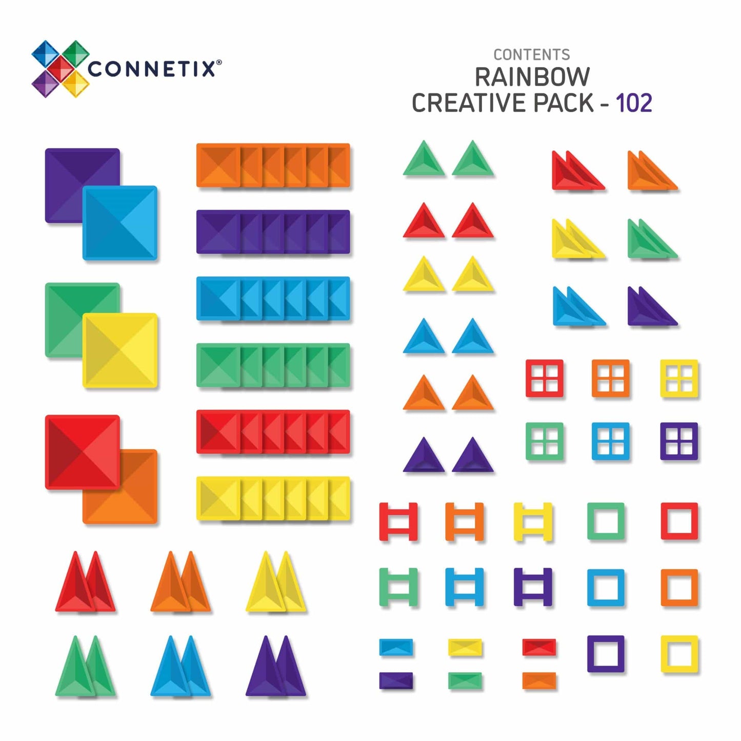 Connetix - Rainbow Creative Pack - Magnetische Tegels set 102st - Playlaan