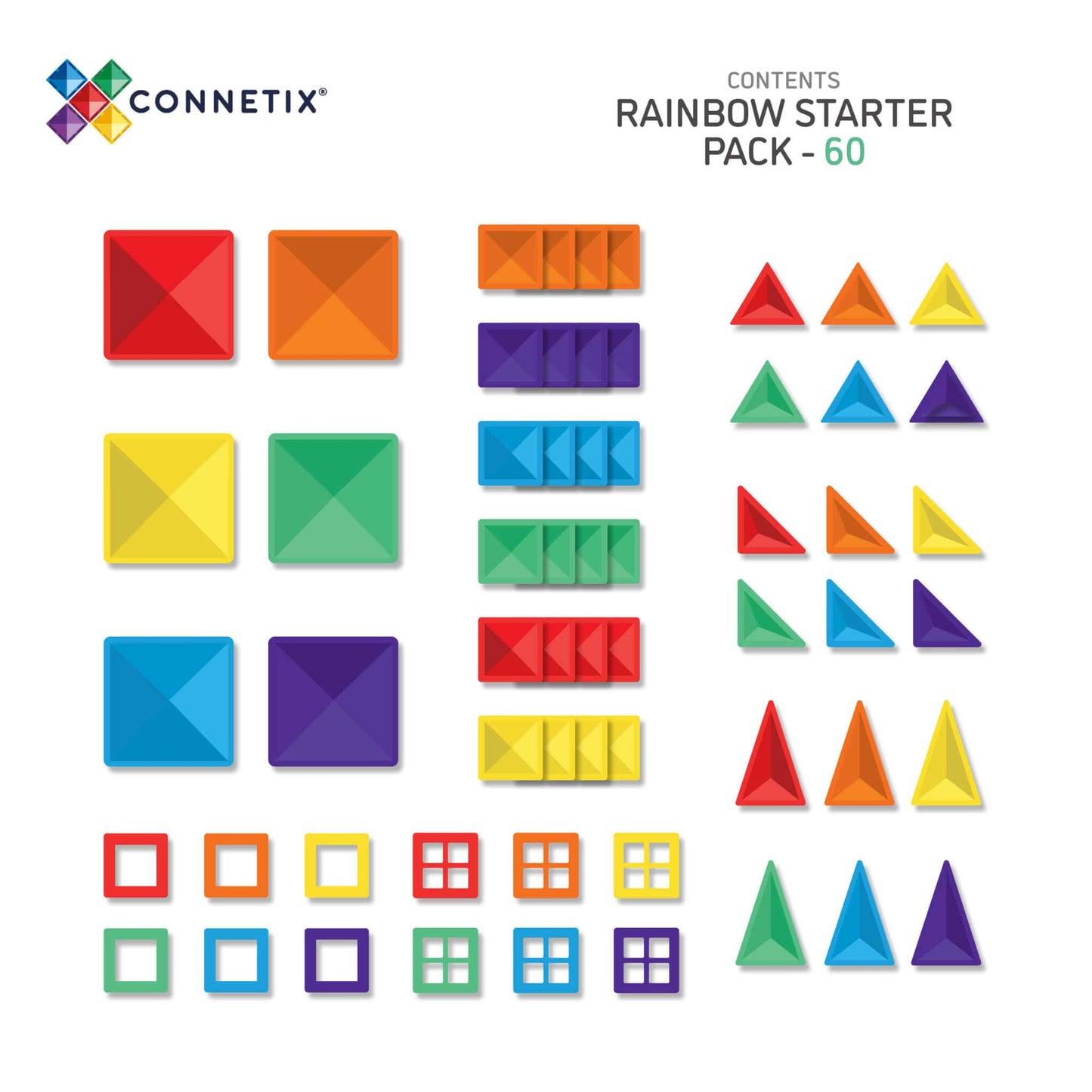 Connetix - Rainbow Starter Pack - Magnetische Tegels set 60st - Playlaan