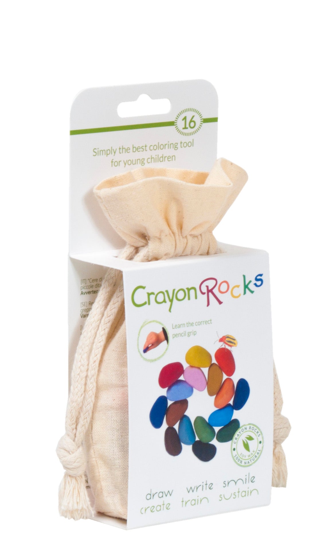 Crayon Rocks - 16 Crayon Rocks In Ecru Katoenen Zakje - Playlaan