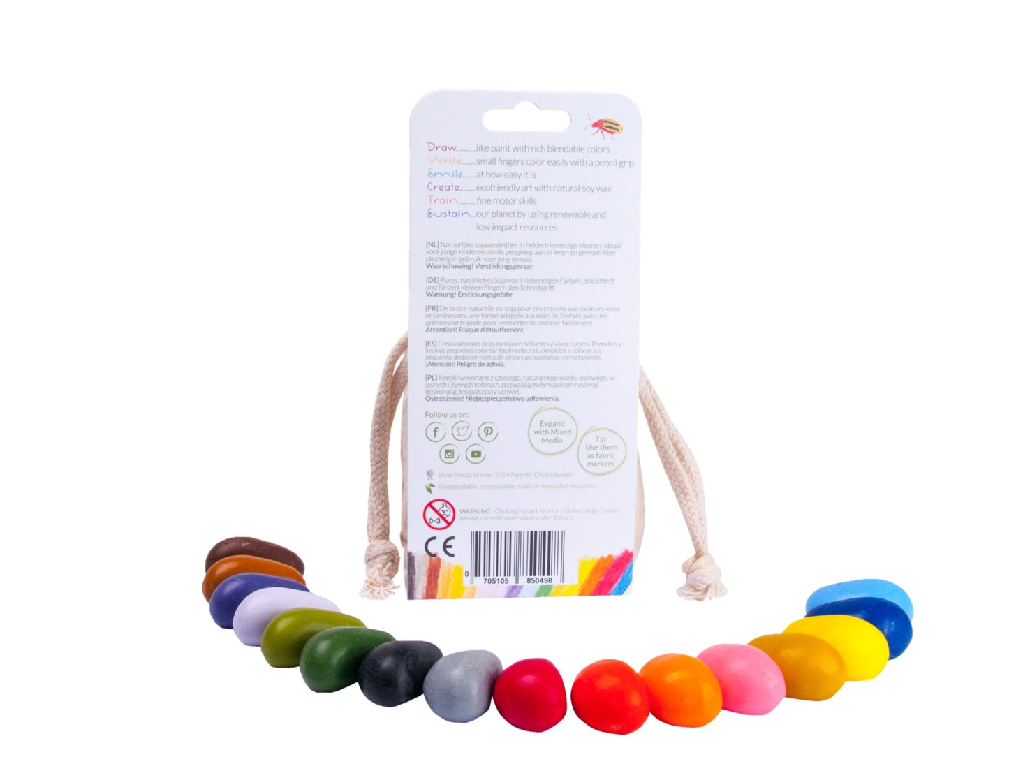 Crayon Rocks - 16 Crayon Rocks In Ecru Katoenen Zakje - Playlaan