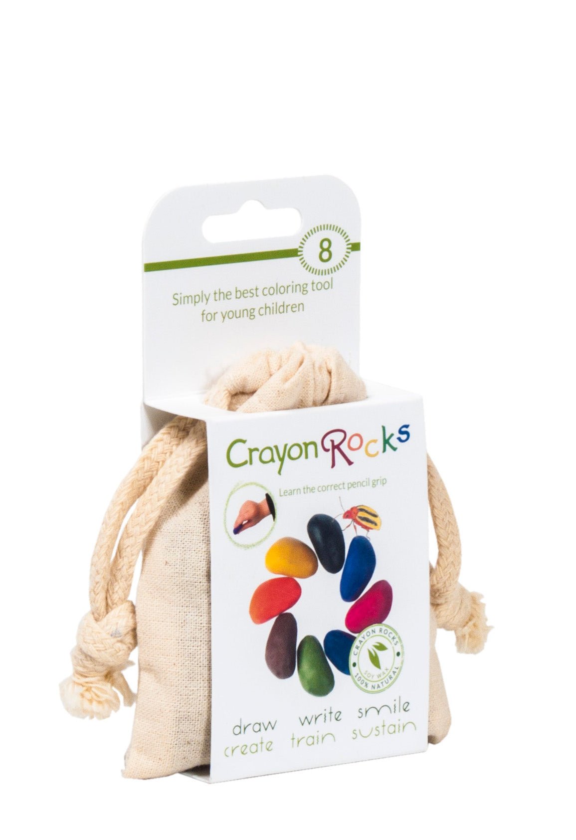 Crayon Rocks - 8 Crayon Rocks In Ecru Katoenen Zakje - Playlaan
