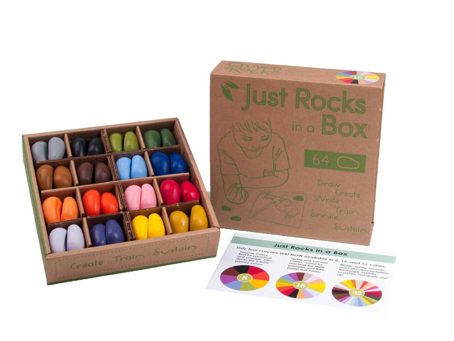 Crayon Rocks - Just Rocks In A Box - 16 Kleuren - 64 Krijtjes - Playlaan