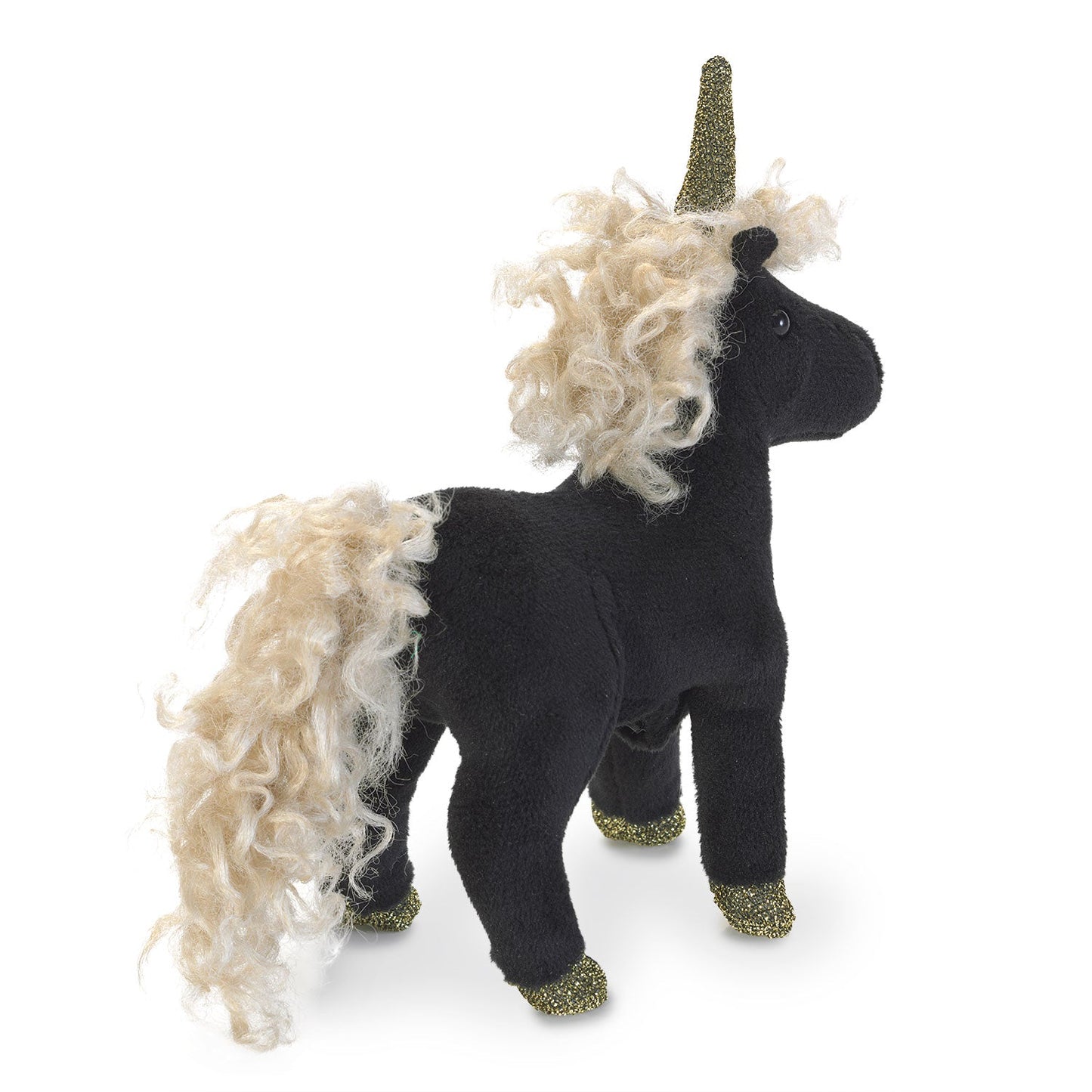 Folkmanis - Vinger poppetje - Mini Black Unicorn - Playlaan