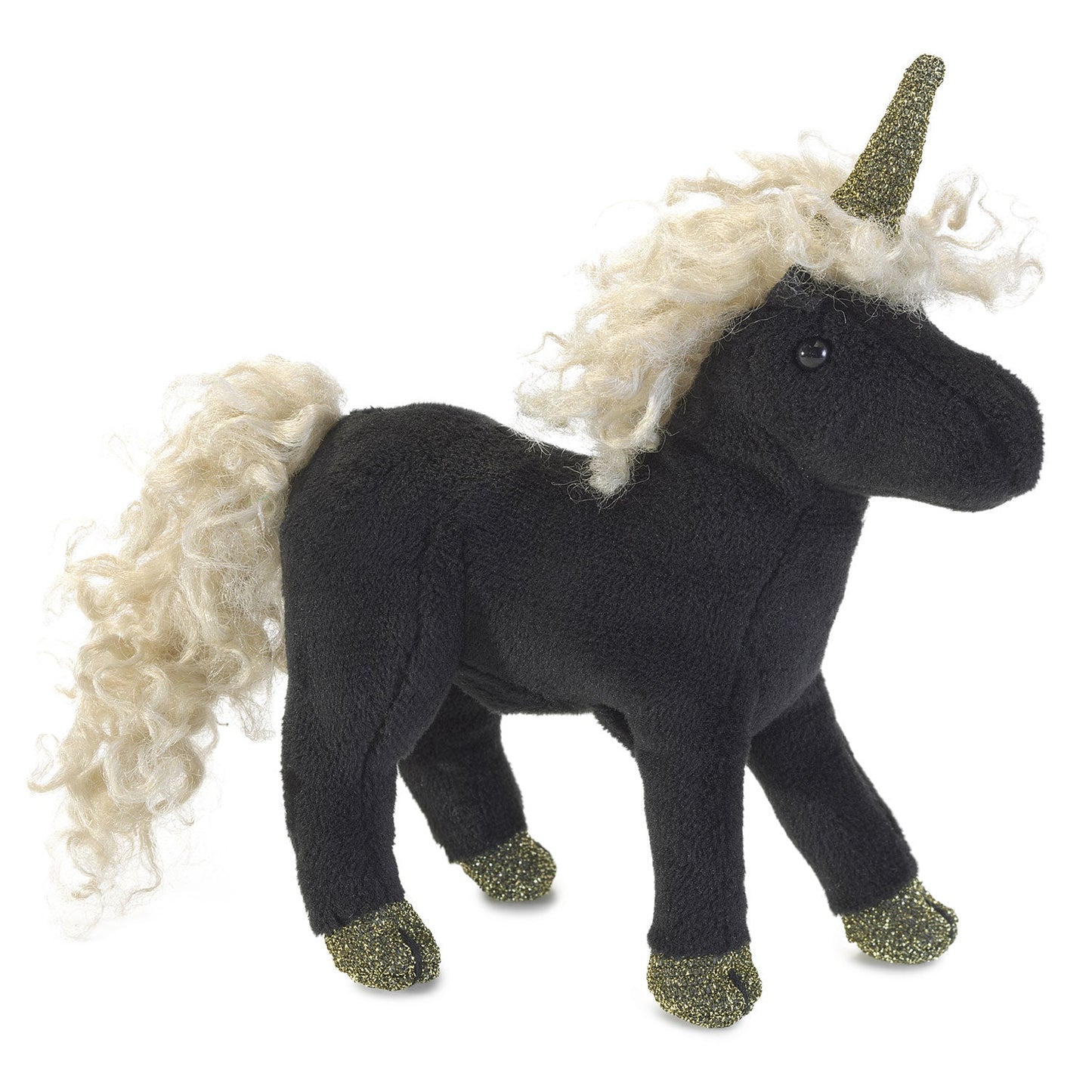 Folkmanis - Vinger poppetje - Mini Black Unicorn - Playlaan
