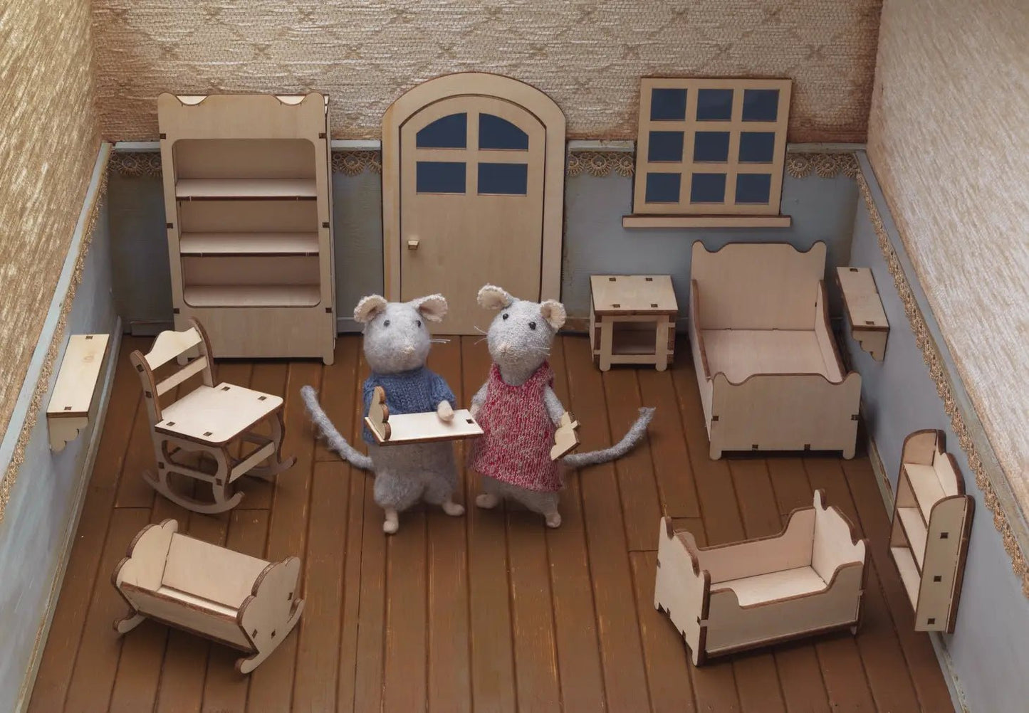 Het Muizenhuis - Kids Diy Dollhouse Furniture Kit - Bedroom (Scale 1:12) - Playlaan