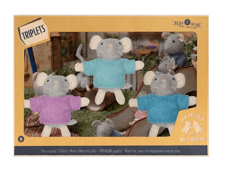 Het Muizenhuis - Kids Plush Toy - Mouse Triplets (8Cm) - Playlaan
