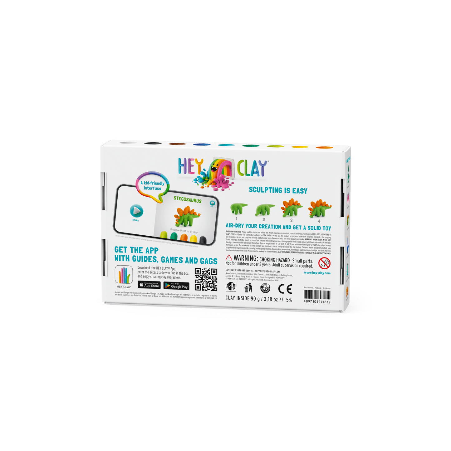 Hey Clay - Boetseerklei speelset Dinos Stegosaurus Pachycephalosaurus - 6 potjes - Playlaan