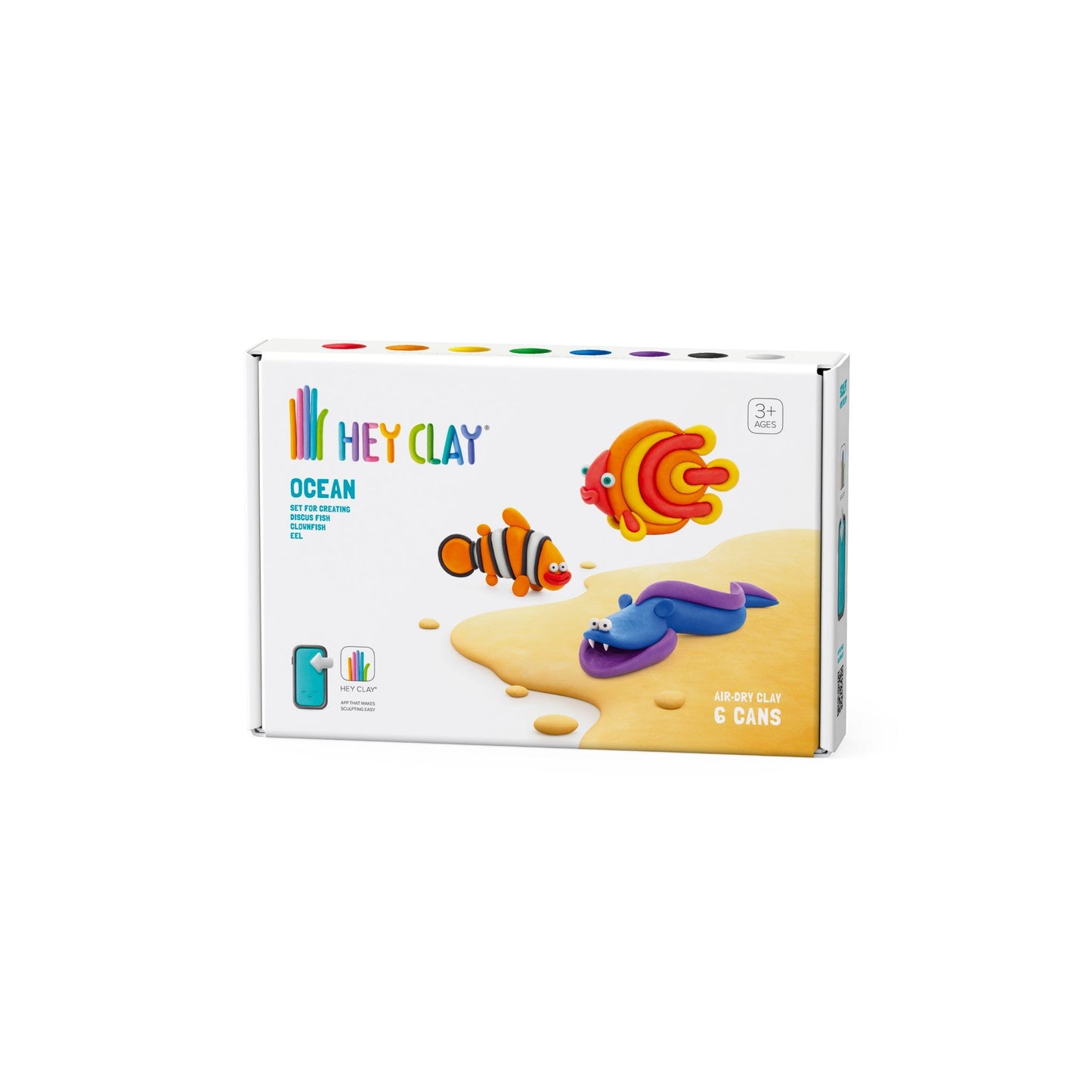 Hey Clay - Boetseerklei speelset Ocean 6 Clownfish Discus Eel - 6 potjes - Playlaan