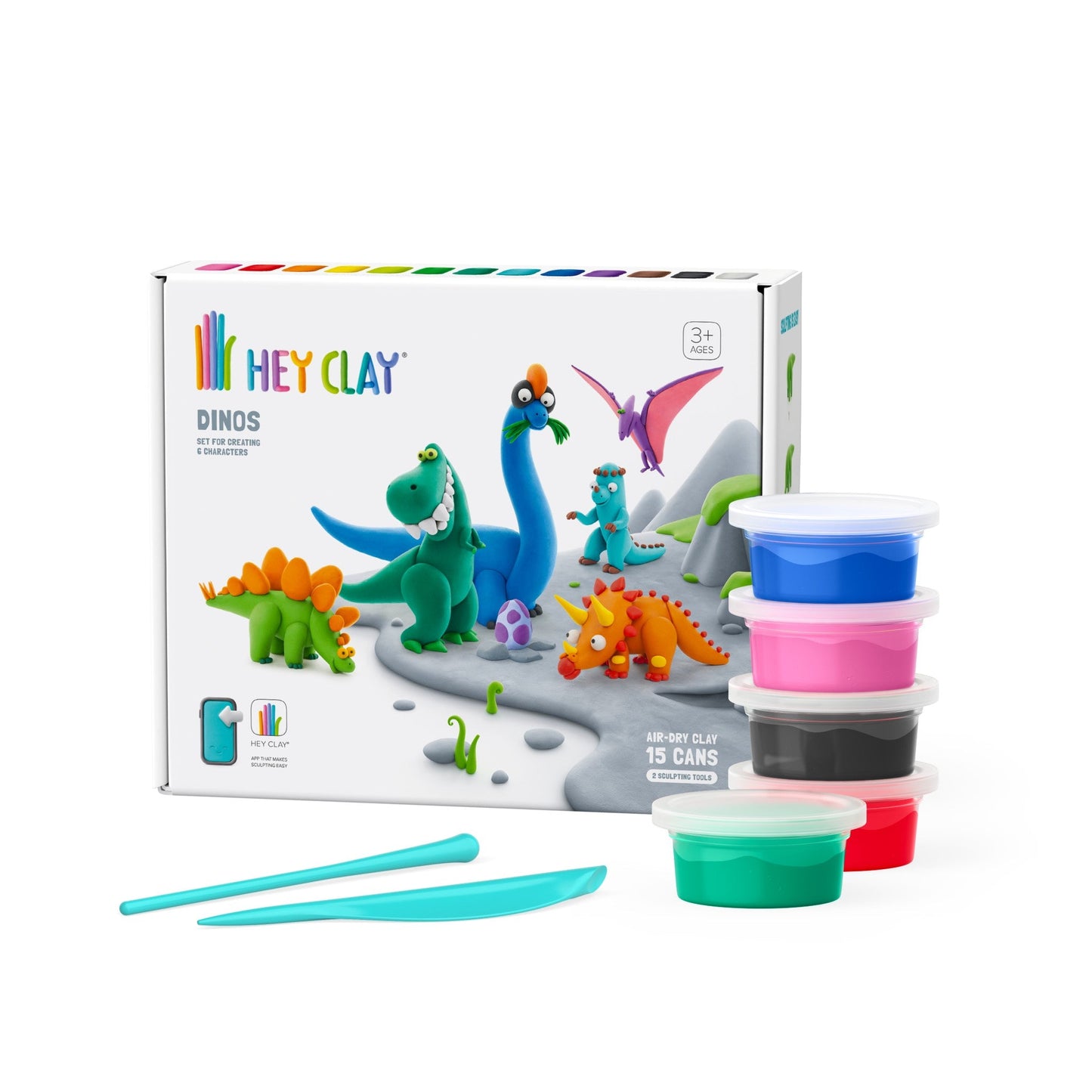 Hey Clay - Dinos Boetseerklei speelset - 15 potjes - Playlaan