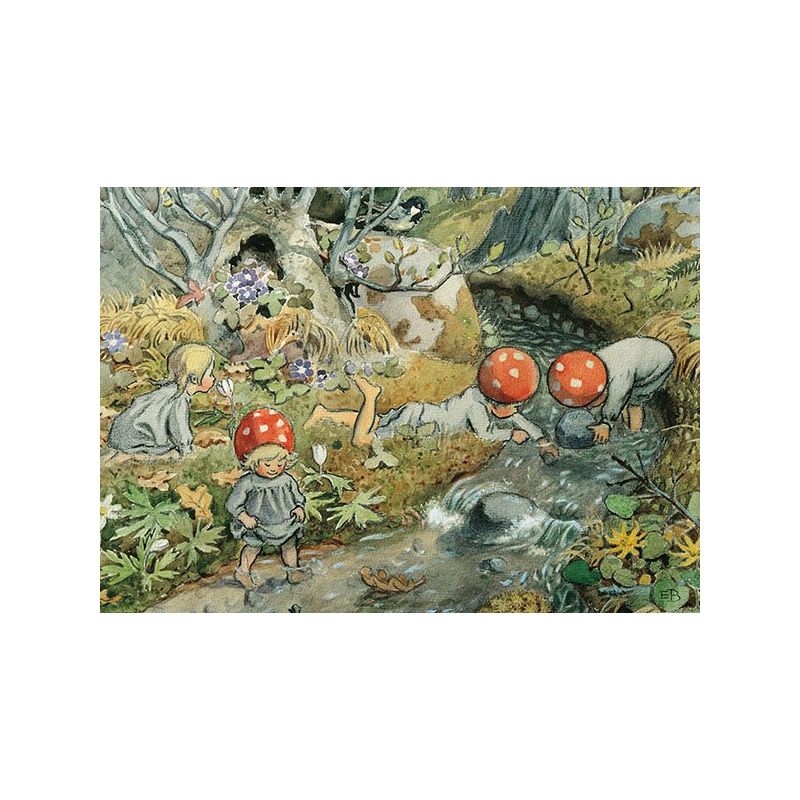 Hjelm Förlag - Ansichtkaart De Kabouterkinderen rivier E. Beskow - Playlaan
