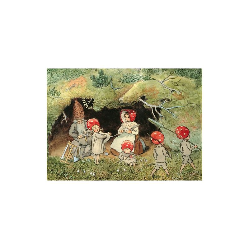 Hjelm Förlag - Ansichtkaart De Kabouterkinderen thuis Elsa Beskow - Playlaan