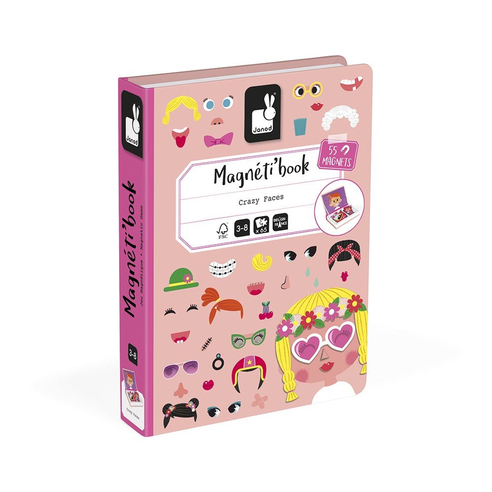 Janod - Magneetboek Gekke Gezichten Meisjes - Playlaan