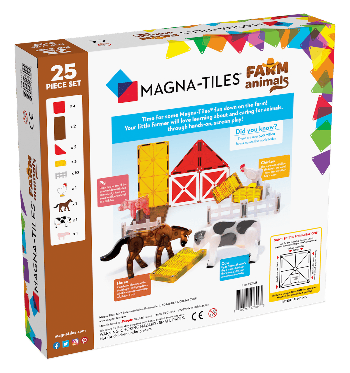 Magna-Tiles - Magnetische Tegels Farm Animals set van 25 stuks - Playlaan