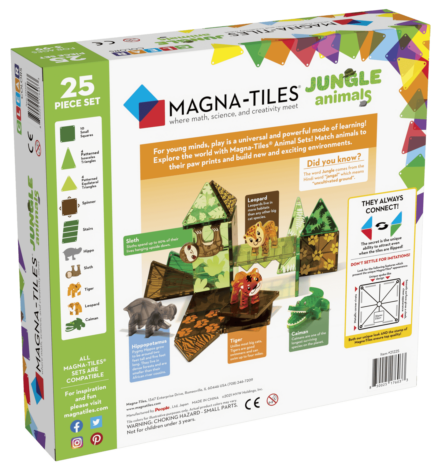 Magna-Tiles - Magnetische Tegels Jungle Animals set van 25 stuks - Playlaan