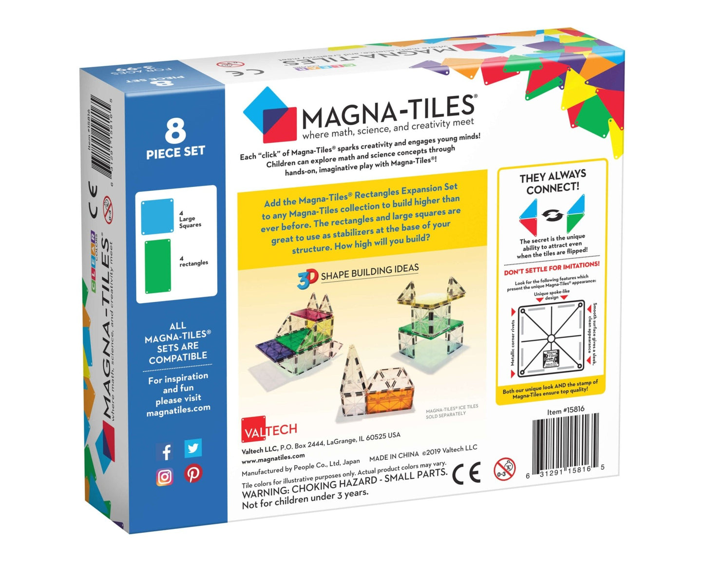 Magna-Tiles - Magnetische Tegels Rectangles 8 piece Expansion Set - Playlaan