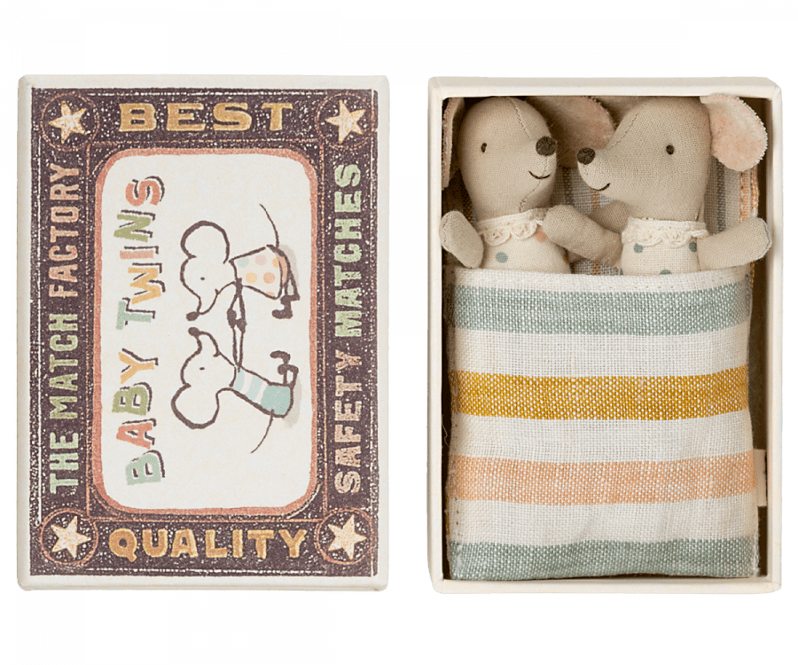 Maileg - Twins, Baby Mice in Matchbox - Playlaan