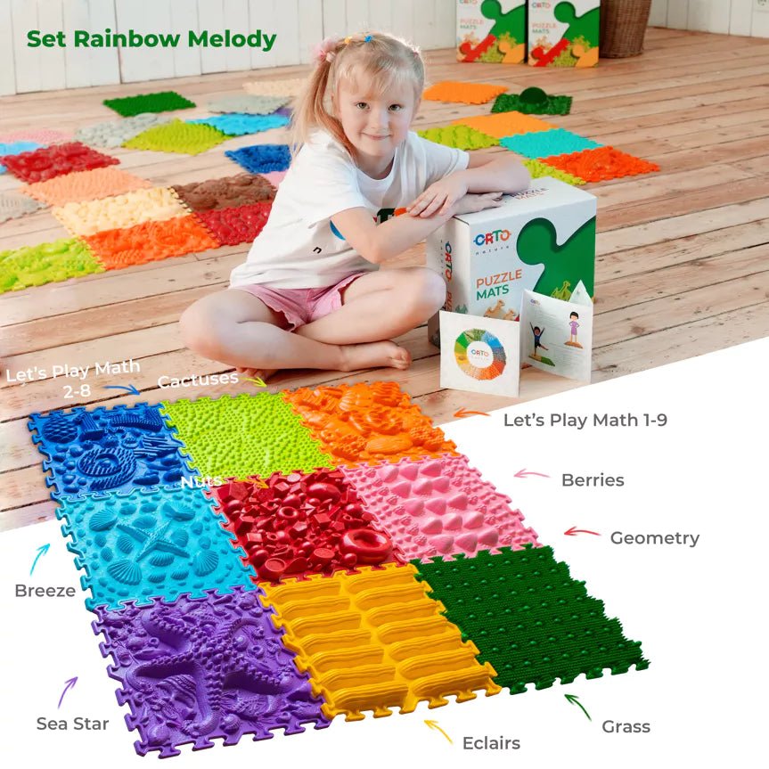 Ortonature - Orthopedische puzzel vloermat - set Rainbow Melody - Playlaan