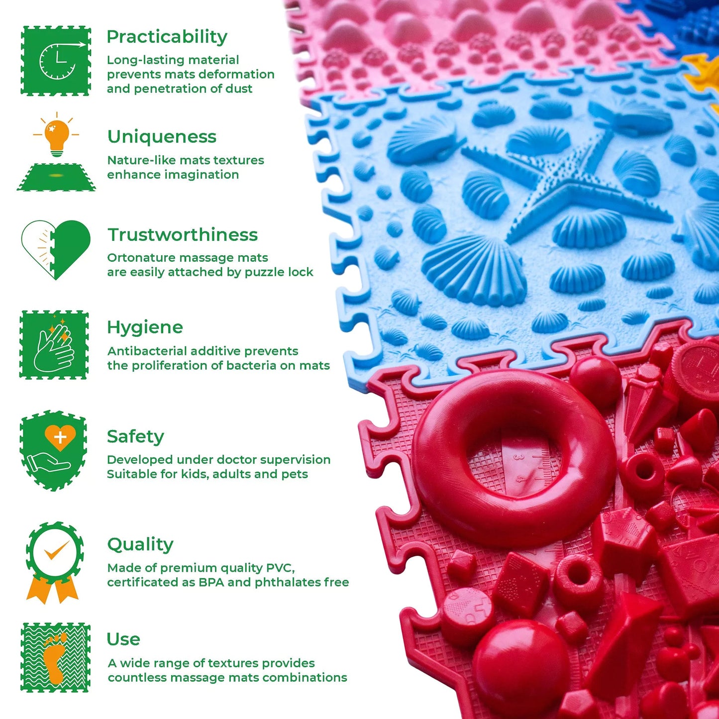 Ortonature - Orthopedische puzzel vloermat - set Rainbow Melody - Playlaan