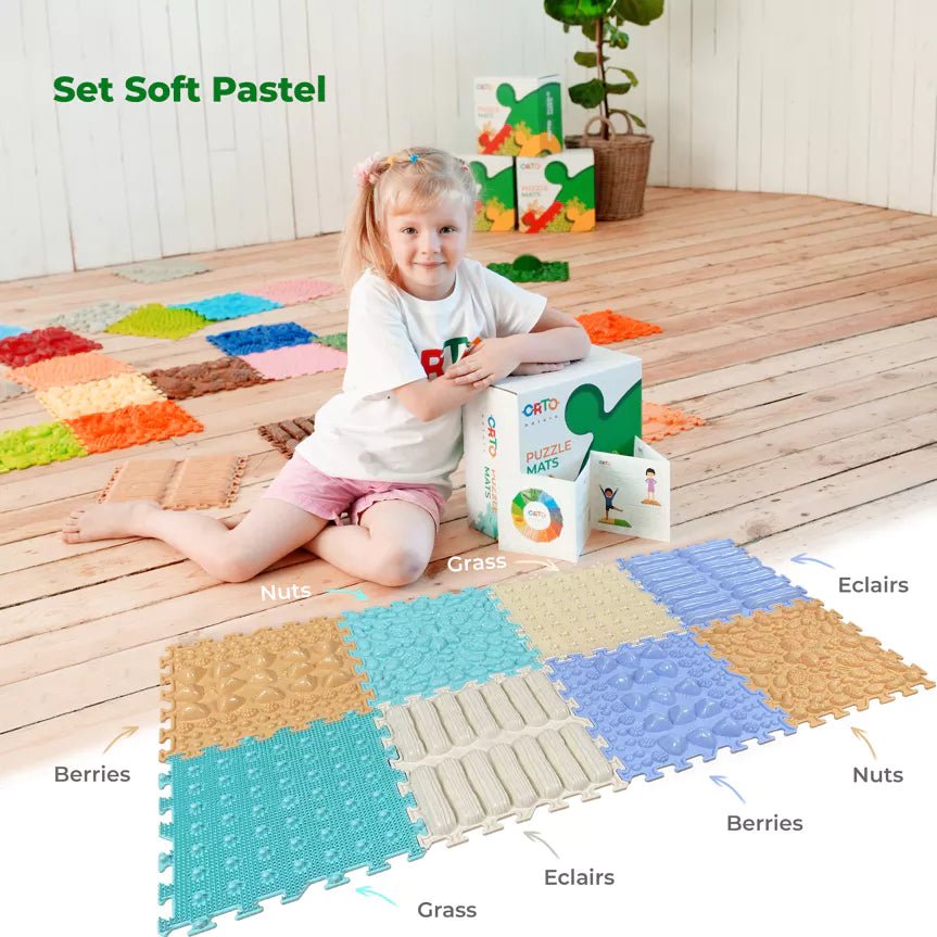 Ortonature - Orthopedische puzzel vloermat - set Soft Pastel - Playlaan