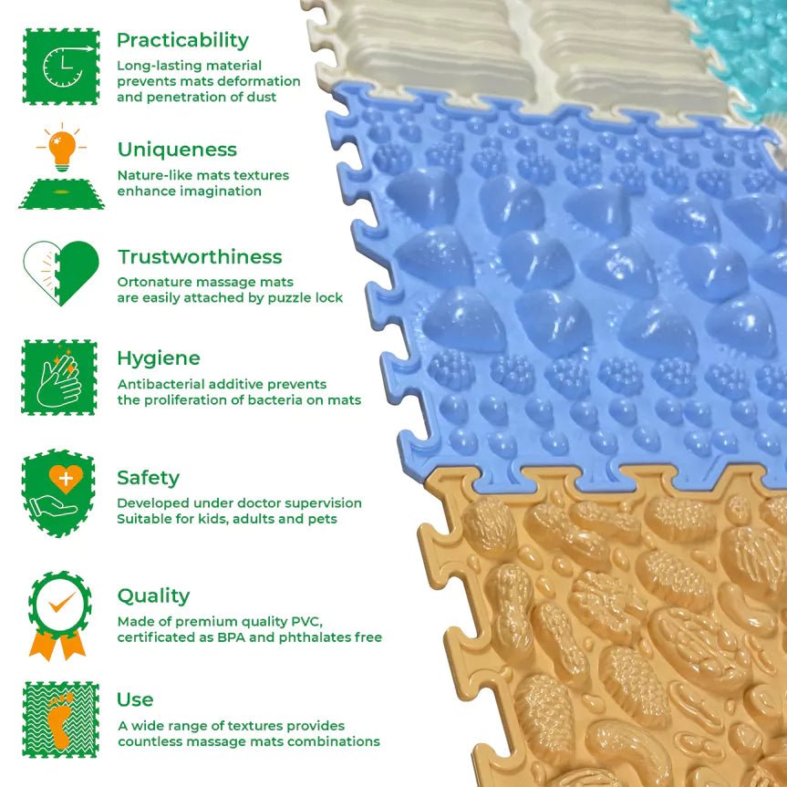 Ortonature - Orthopedische puzzel vloermat - set Soft Pastel - Playlaan