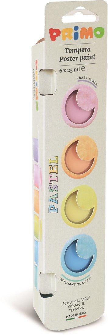 Primo - Plakkaatverf pastel in potje 6 Kleuren, 25 ml - Playlaan