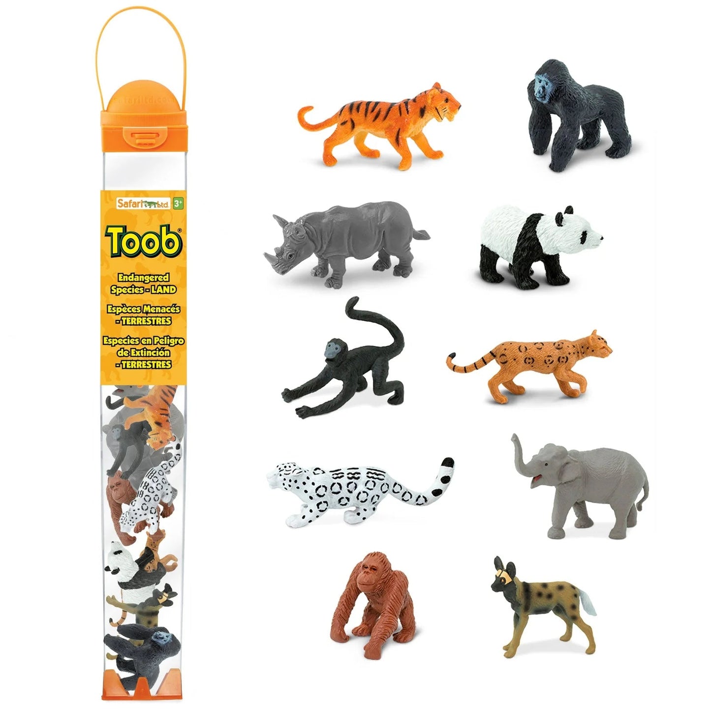 Safari Ltd - Speelfiguren Bedreigde Diersoorten - Land TOOB® - Set van 10 stuks - Playlaan