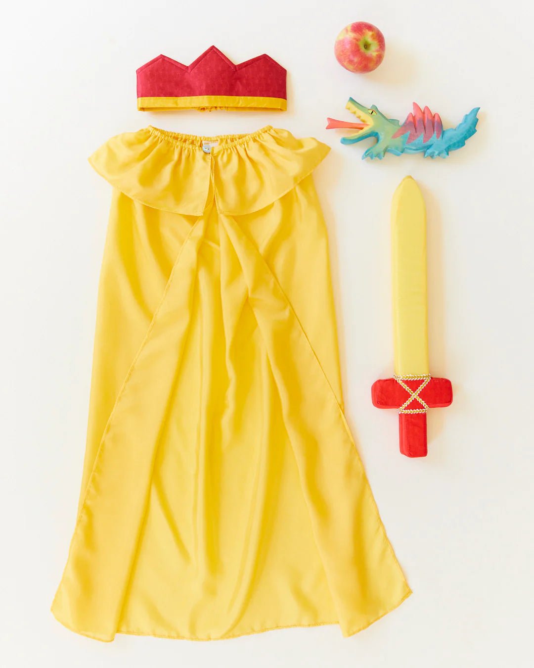 Sarah's Silks - Speelzijde set: Gouden Cape + Zwaard + Kroon - Playlaan