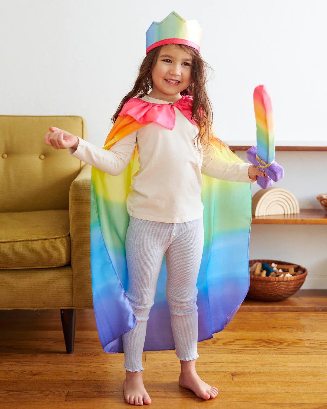 Sarah's Silks - Zijden Omkeerbare Kroon - Regenboog / Roze - Playlaan