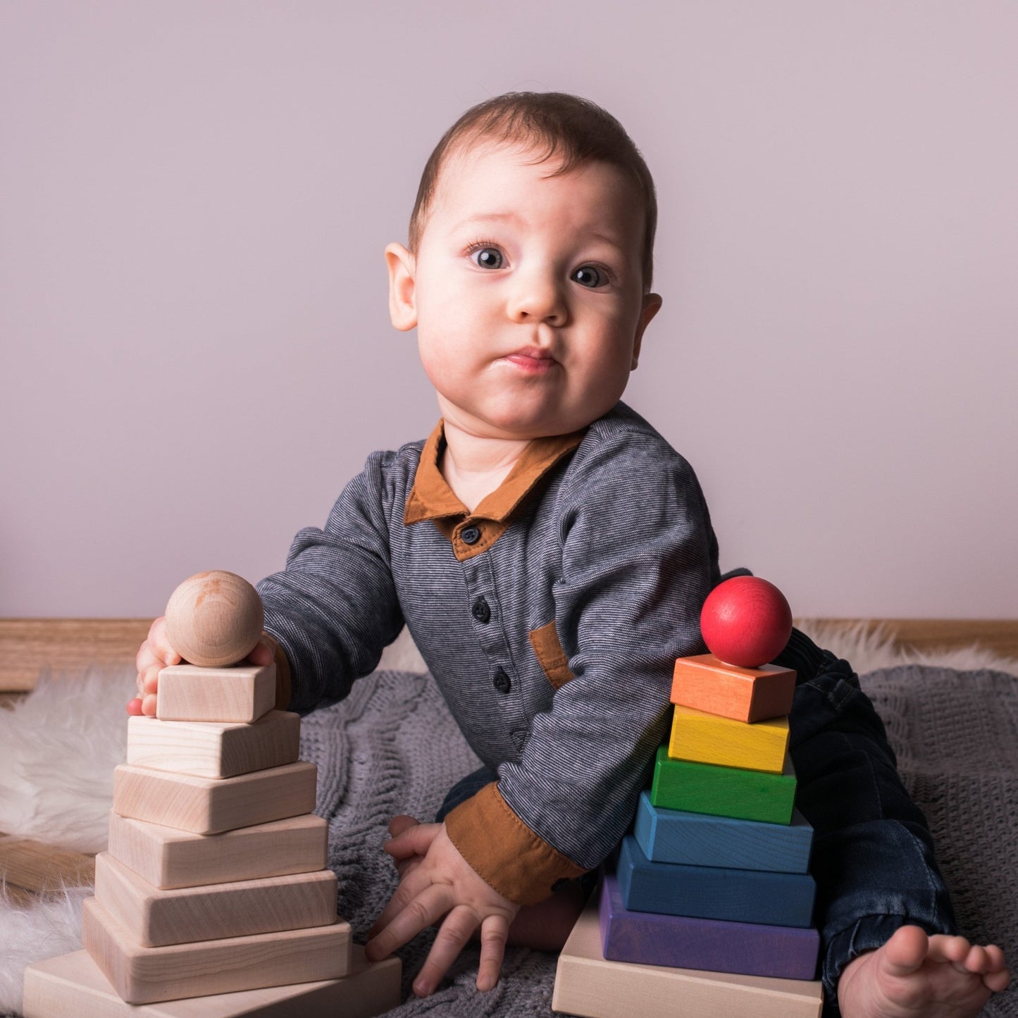 Tarnawa Toys - Stapeltoren vierkant - Regenboog - Playlaan