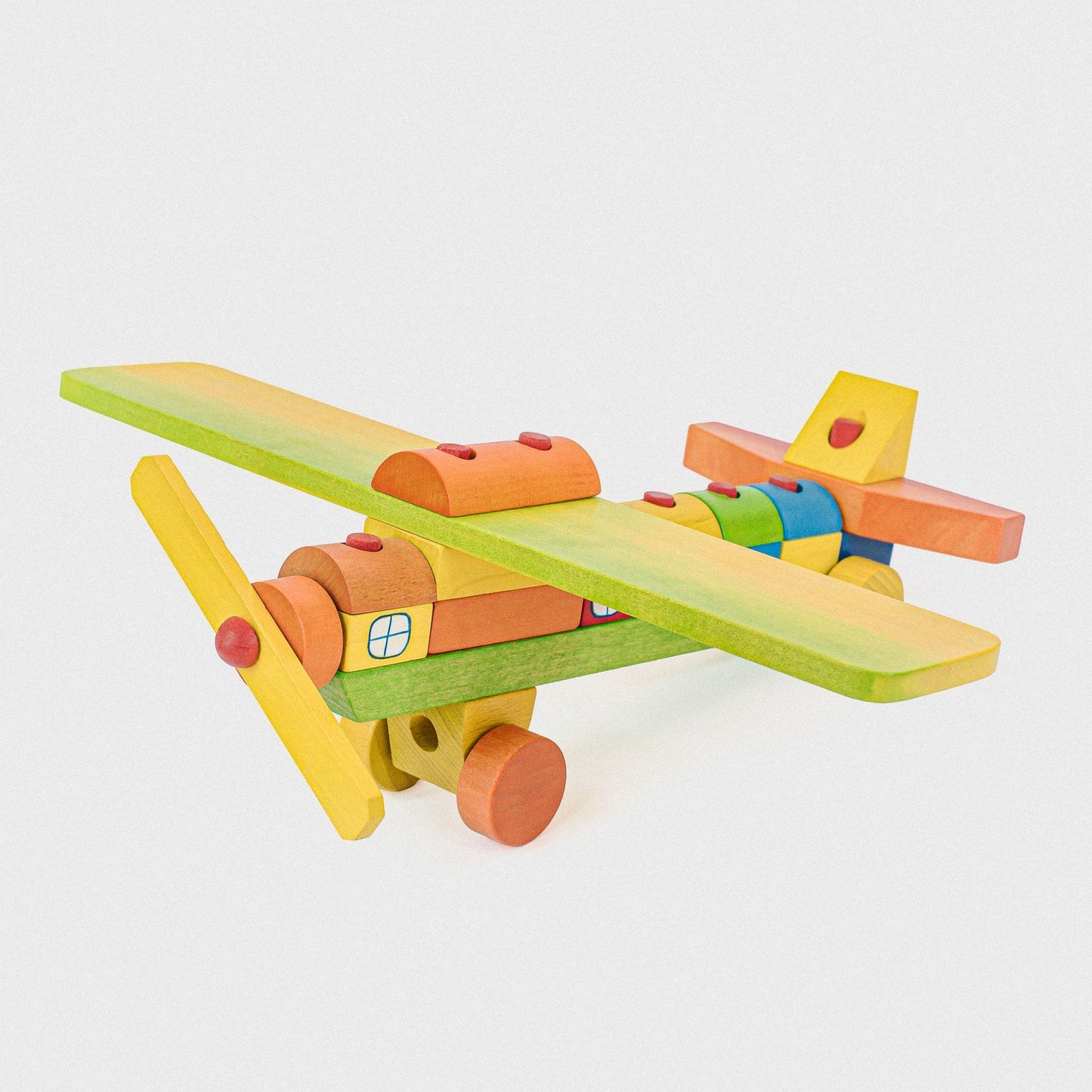 Tarnawa Toys - Vliegtuig met regenboog blokken - Playlaan