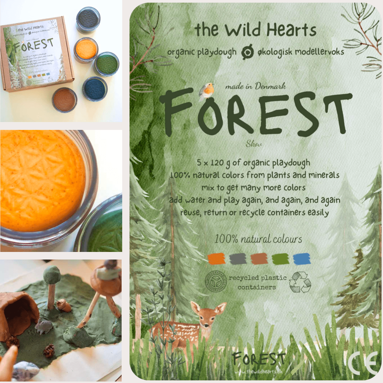 The Wild Hearts - Biologische Klei set - Bos 5 x 120g - Playlaan