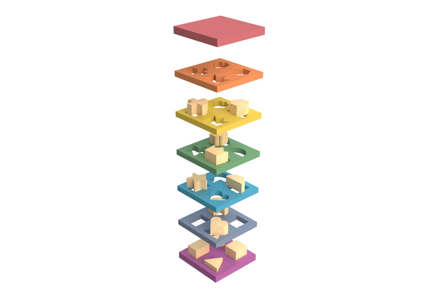Tickit - Houten Regenboog Shape Stacker - Playlaan