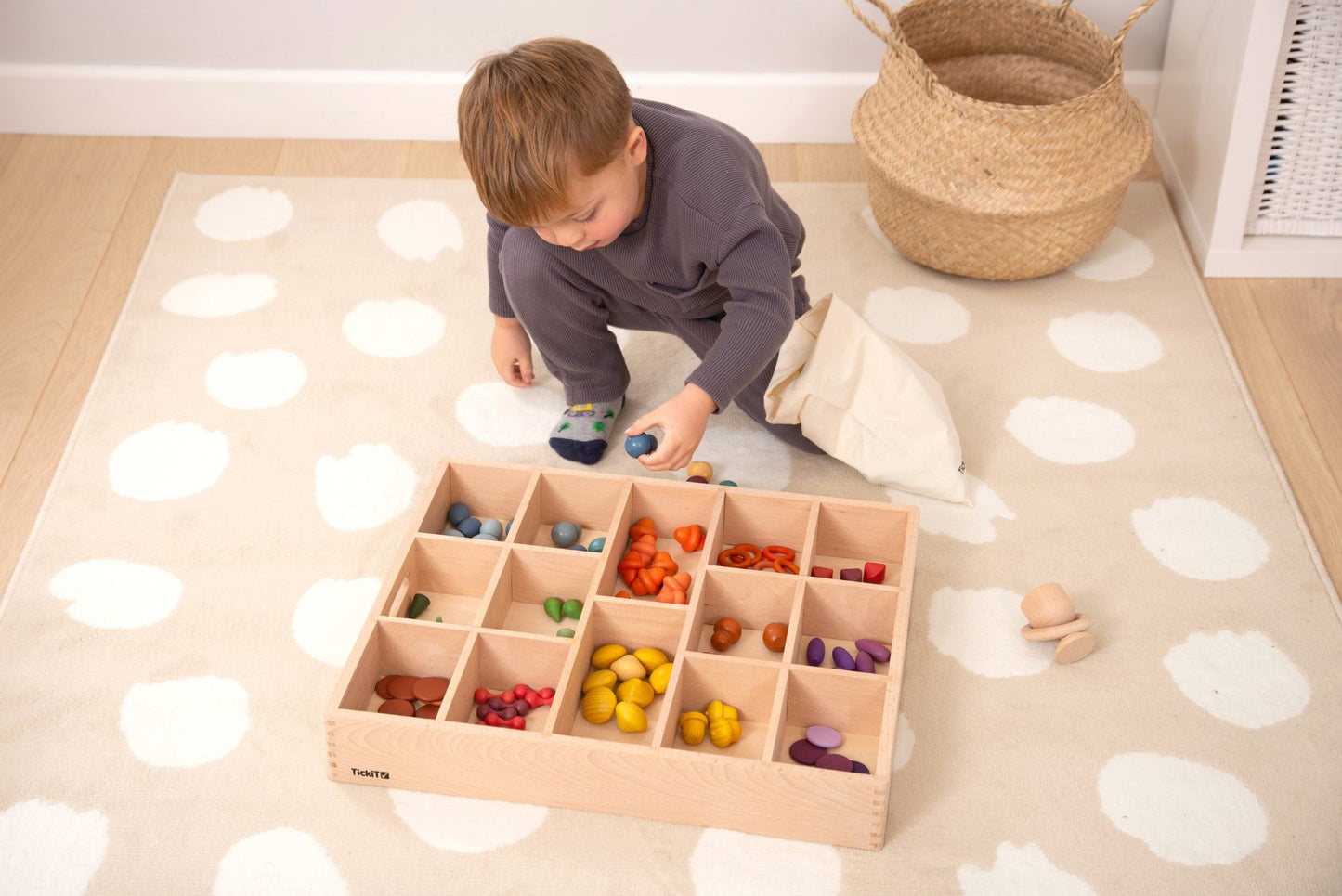Tickit - Houten Speelbak voor Loose Parts - Beukenhout - 43x 50cm - Playlaan