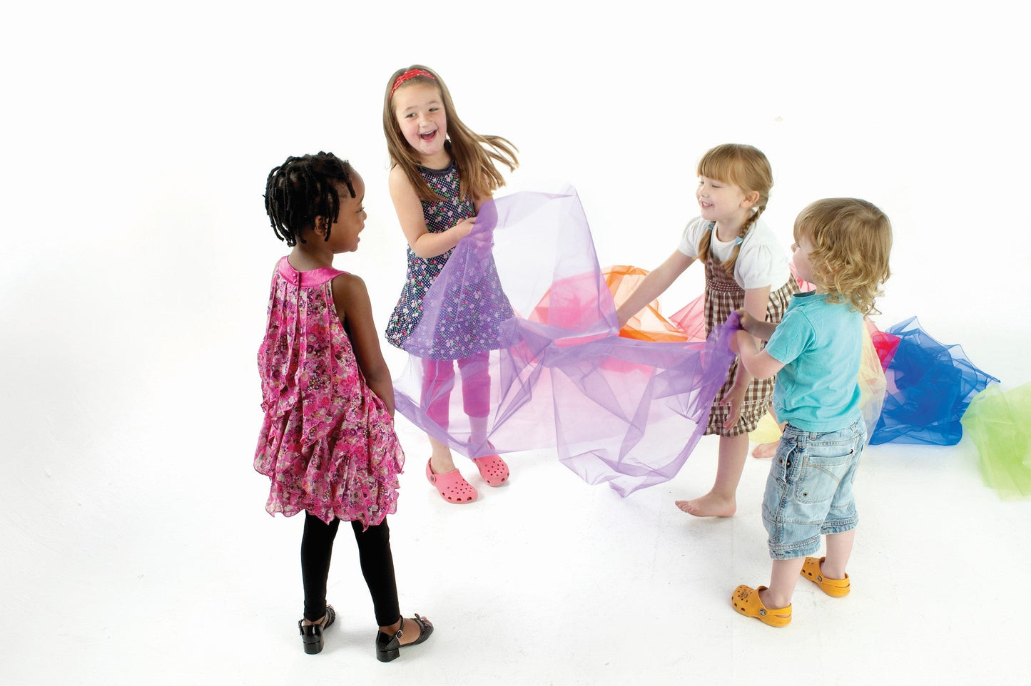 Tickit - Regenboog Organza Sensorische Doeken 1,5 meter - Playlaan