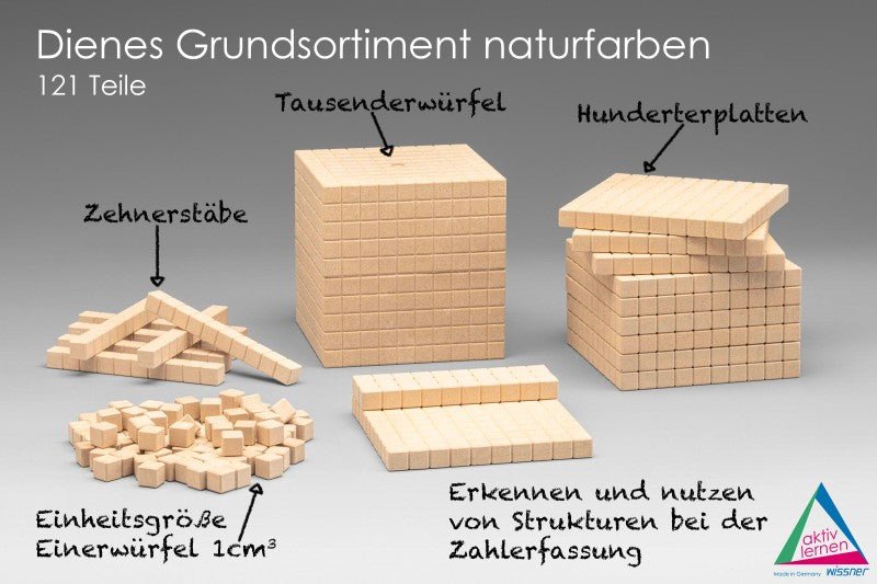 Wissner - Dienes Basis Tien set in natuurlijke kleuren 121 stuks, in kartonnen doos met instructie - Playlaan