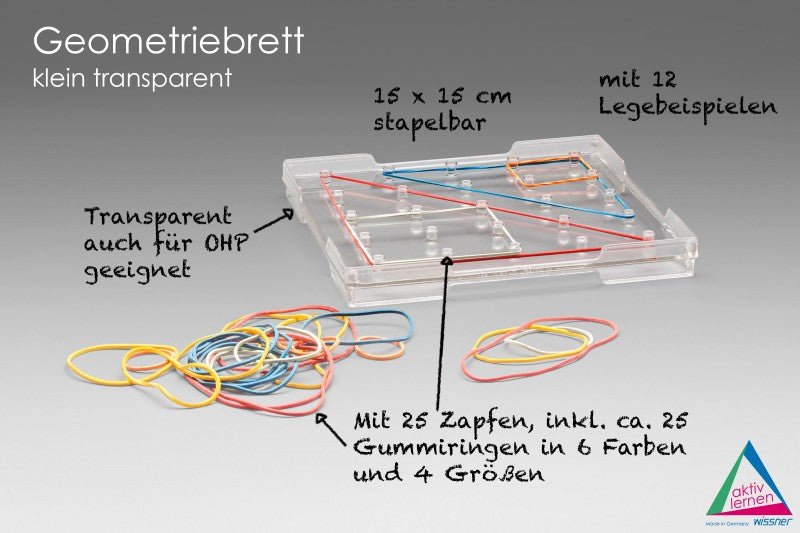 Wissner - Geoboard transparant 15x15 cm, incl rubberen ringen - Playlaan