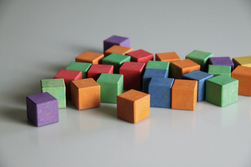Wissner - Kubussen in 6 kleuren 150 stuks, in katoenen zakje en RE-Wood® doos - Playlaan