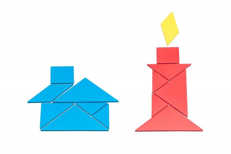 Wissner - Tangram set in 4 kleuren 28 stuks - Playlaan
