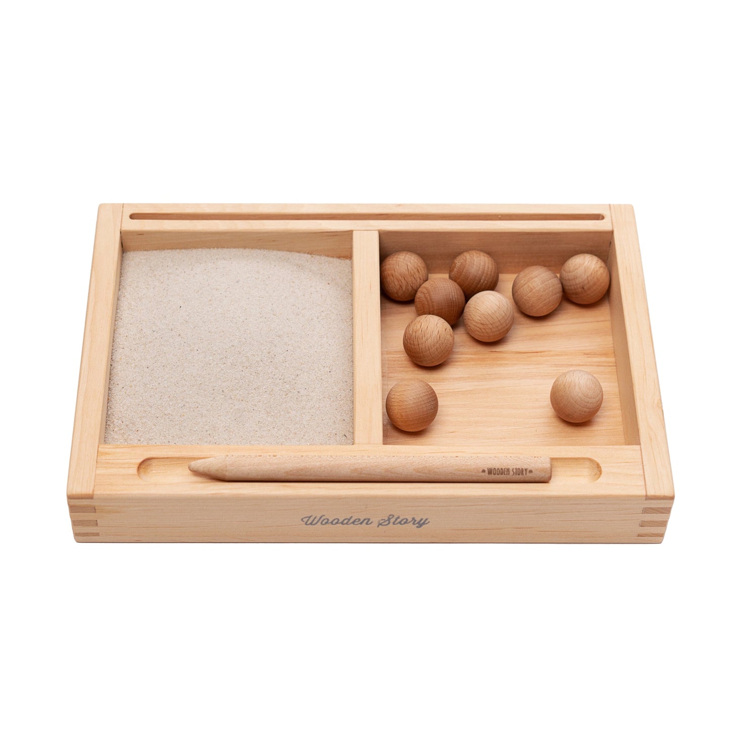 Wooden Story - Montessori 2 Parts Sand Tray with Flashcard Holder - Playlaan