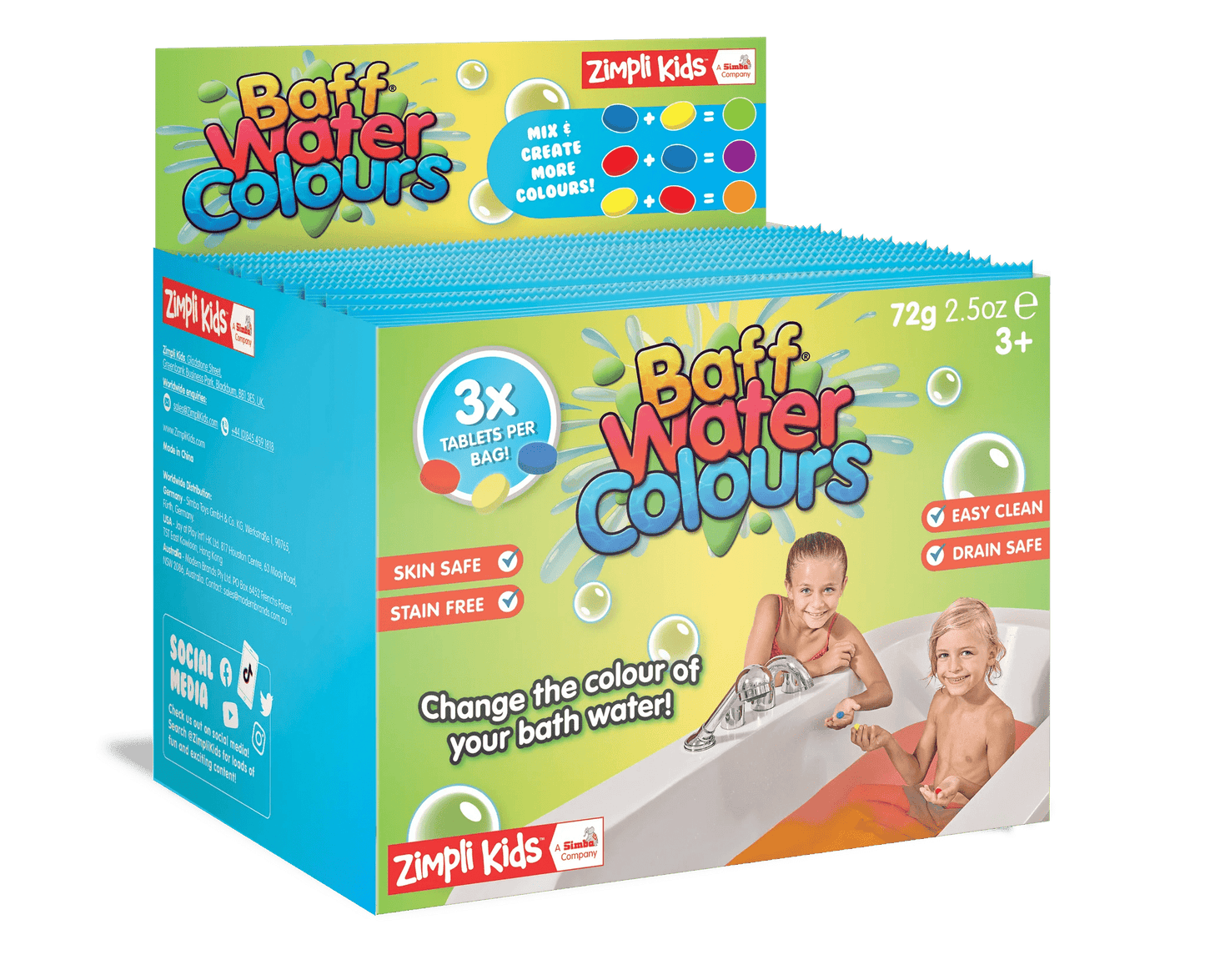 Zimpli Kids - Baff Water Colour - Bath Tablets Stocking Filler 3 stuks - Playlaan