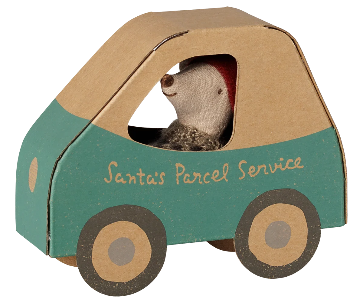 Maileg - Kerstmuis – Kleine Broer in Autodoosje
